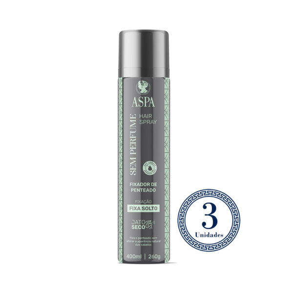 3 Aspa Hair Spray Solto s/ Perfume 400ML